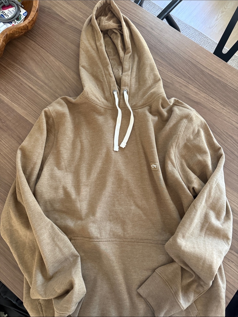 Billabong Men's Tan Hooded Pullover Sweatshirt